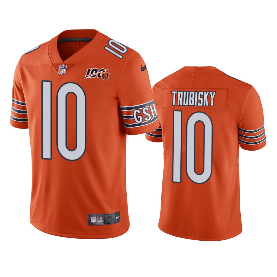 Chicago Bears Mitchell Trubisky Orange 100th Season Vapor Limited Jersey - Cocomos